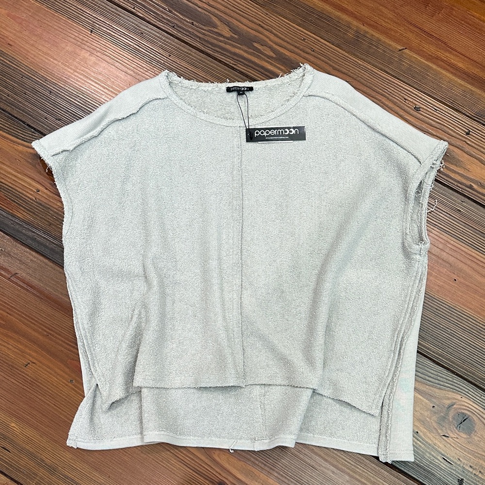 Papermoon Light Gray Short Sleeve Top